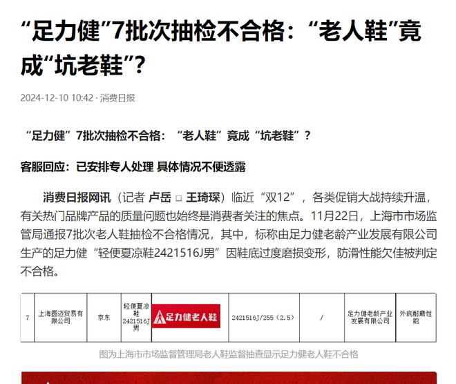 健老人鞋品牌亟待重塑信任与形象球王会快评丨质量风波不断足力